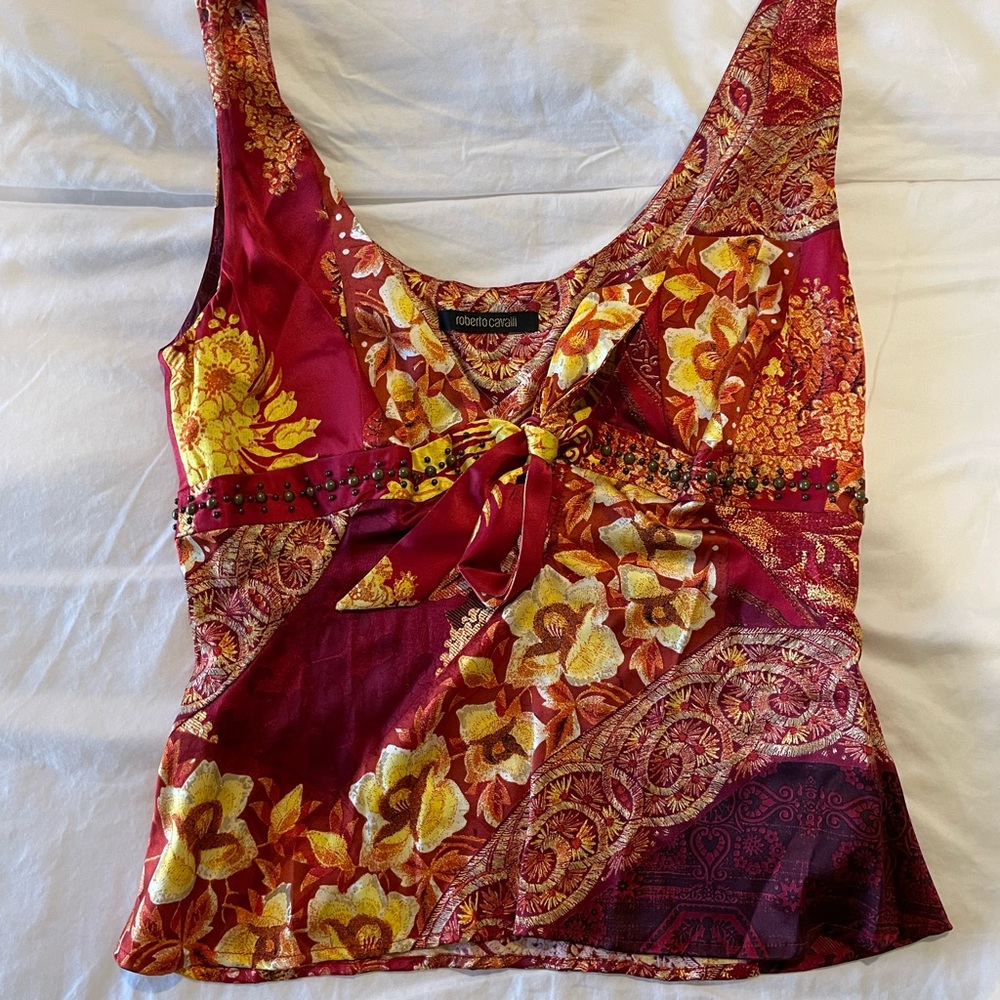 Red Roberto Cavalli Silk Top
